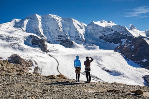Viewpoint on the Diavolezza with Piz Palue and Persgletscher