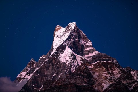 Machapuchare by night sky
