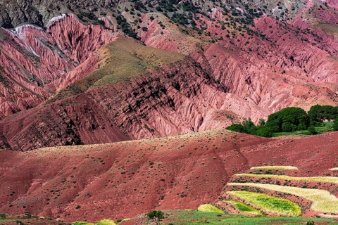 Erosion landscape with small fields