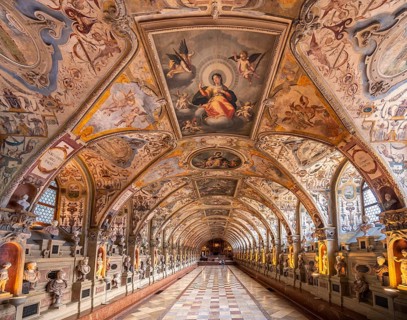 Statues in the Renaissance Antiquarium or Hall of Antiquities in the Munich Residence