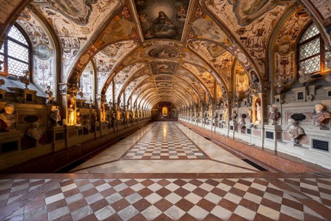 Statues in the Renaissance Antiquarium or Hall of Antiquities in the Munich Residence