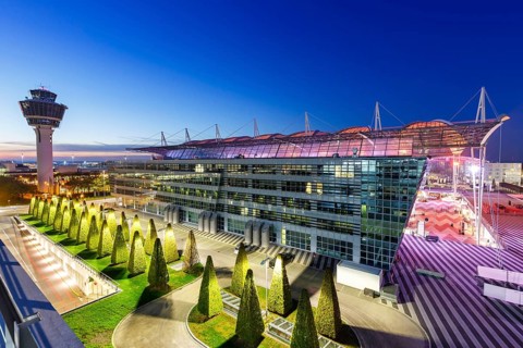 Munich Airport Center MAC and Tower of Munich Airport