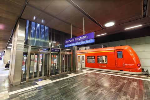 Deutsche Bahn railway station with S-Bahn at Hannover Airport