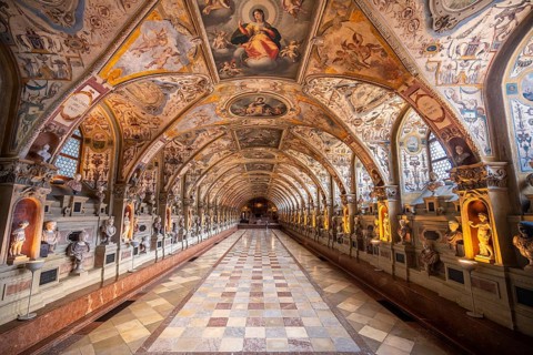 Statues in the Renaissance Antiquarium or Hall of Antiquities in the Munich Residence