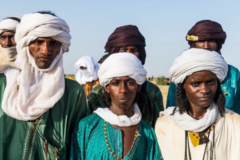 Young men arriving for the Gerewol festival