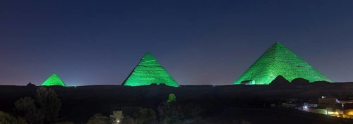 The three main pyramids during sound and light show