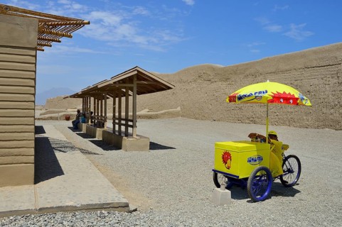Mobile ice cream seller with parasol
