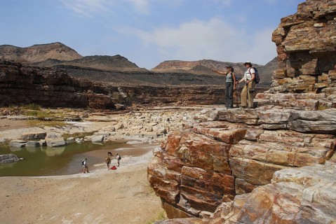 Hikers in the Fish River Canyon, Namibia