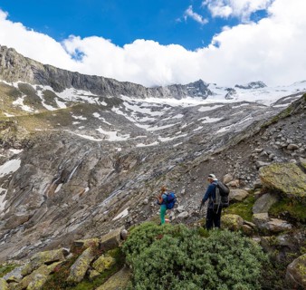 Hiker on marked hiking trail
