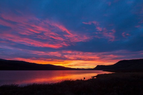 Sunset at sea near Kangerlussuaq