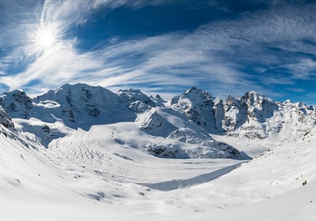 Winter mountain panorama on the Diavolezza