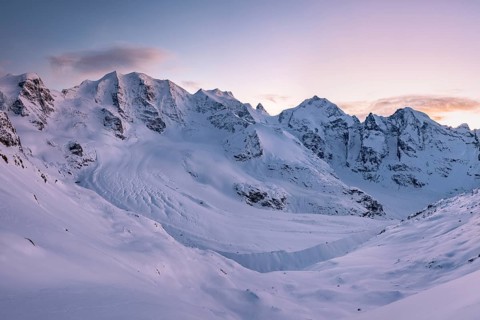 Winter mountain panorama on the Diavolezza