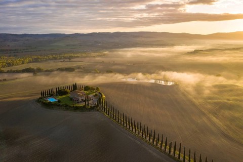 Country estate Poggio Covili with cypress avenue