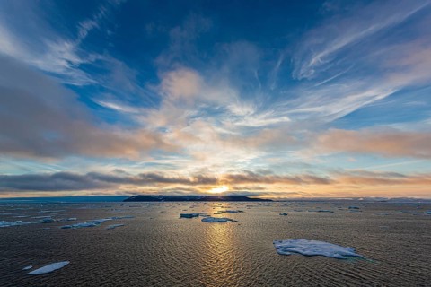 Ice field at sunset