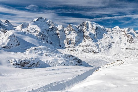 Winter mountain panorama on the Diavolezza
