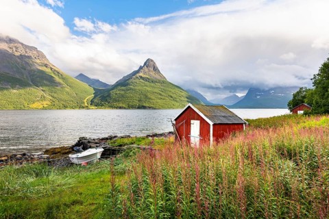 Boat cabins by the fjord