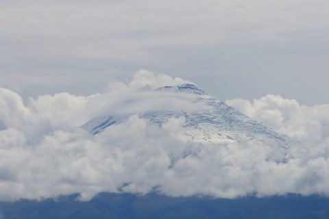 Cotopaxi volcano with clouds