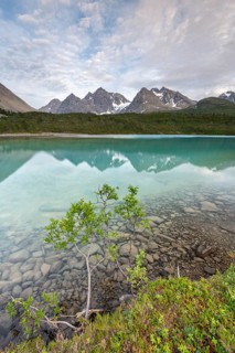 Lake Aspevatnet with mountains of the Lyngen Alps