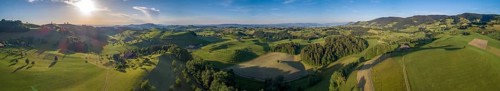 Landscape panorama with drumlin