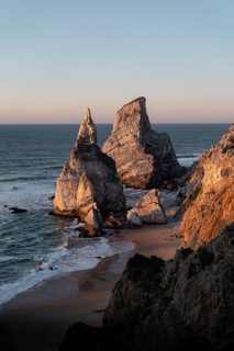 Marked rocks at Praia da Ursa beach