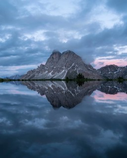 Peitlerkofel with reflection in small lake