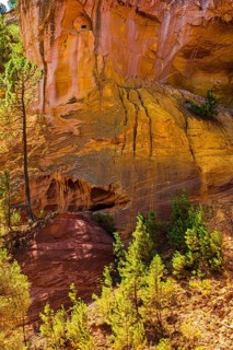 Washed out cliffs in the natural park of the ochre rocks in Roussillon