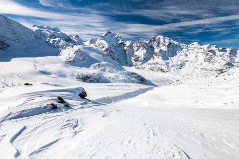 Winter mountain panorama on the Diavolezza