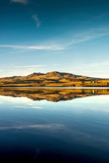 Massif of Sancy and lake Chauvet in autumn