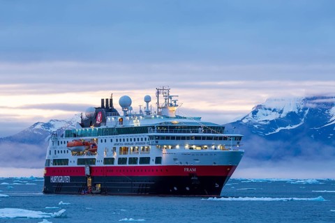 Cruise ship in ice field