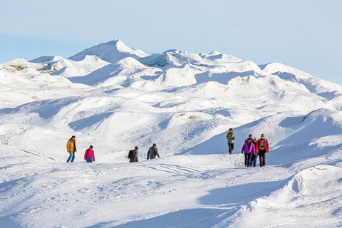Tourists on inland ice near Kangerlussuaq