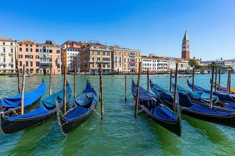 Parking gondolas in the Canale Grande