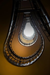 Staircase in the shape of a light bulb in the House of Our Lady of Black