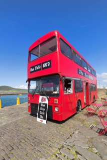 Cafe in a red double-decker bus