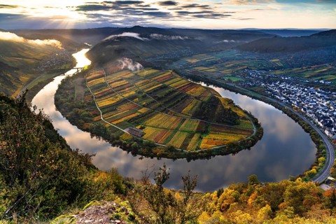 Moselle River loop in autumn
