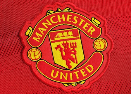 Manchester United badge on a football shirt