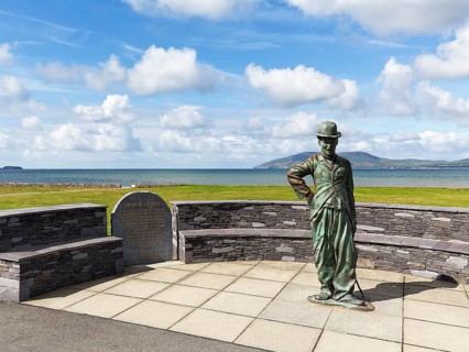 Monument to Charlie Chaplin with bronze statue and plaque