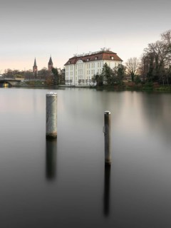 View over the Dahme River to Koepenick Castle and the Lange Bruecke