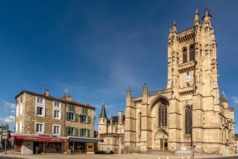 Town of Ambert with church of Saint-Jean d'Ambert
