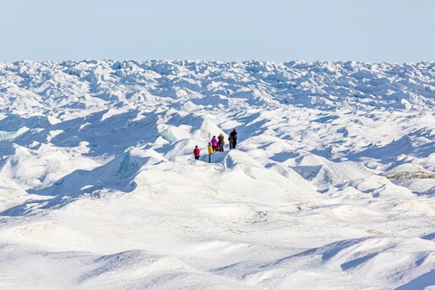 Tourists on inland ice near Kangerlussuaq