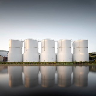 Unitank storage tanks for heating oil and diesel fuel at the Berlin Teltow Canal in Rudow