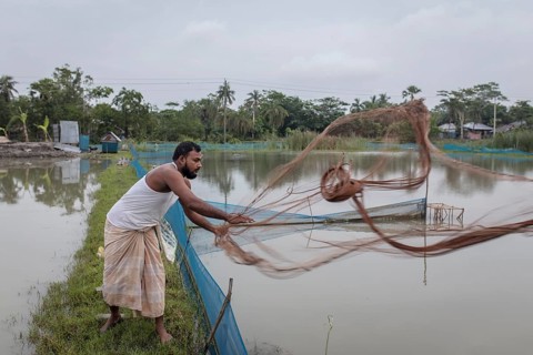 Man casts net