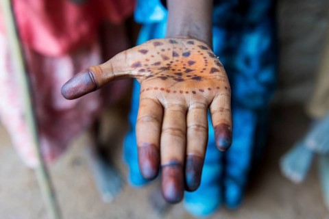 Hand dyed with henna with pattern