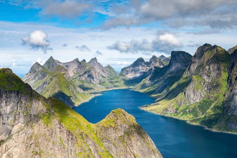 View from Mount Reinebringen to Reinefjord