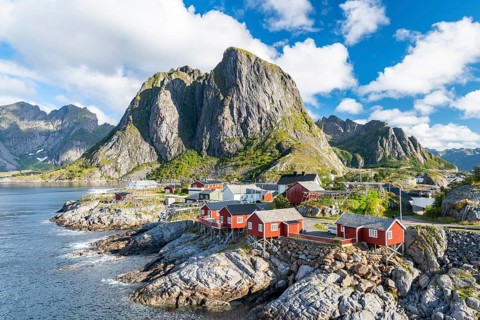 Rorbuer fishing huts on the fjord