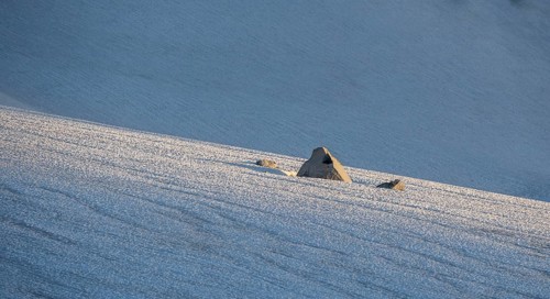 Rocks sticking out of the snow