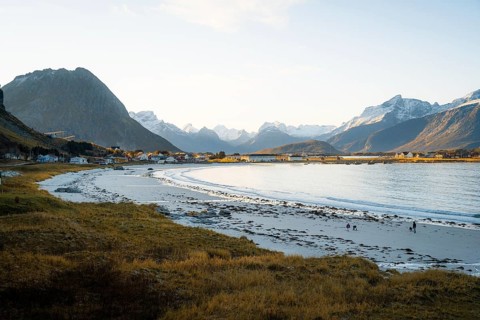 Ramberg beach at sunset