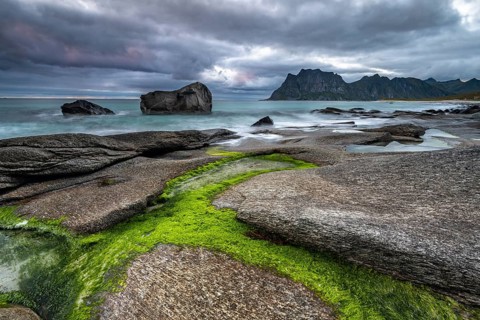 Rocks on the beach of Uttakleiv