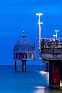 Diving gondola at dusk