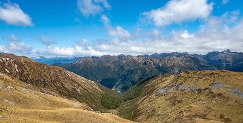 View of the Murchison Mountains and Southern Alps from the Kepler Track