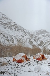 High altitude trekking camp in Hemis national park